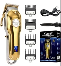 Kemei Golden Cordless Professional Hair Clippers Hair Trimmer For Men