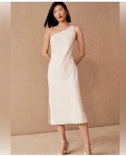 NWT BHLDN Sachin & Babi one shoulder dress White Midi Size 4 Bridal Satin Ivory