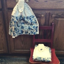 Blue Birds Kitchen Hanging Hand Towel Crochet Handmade