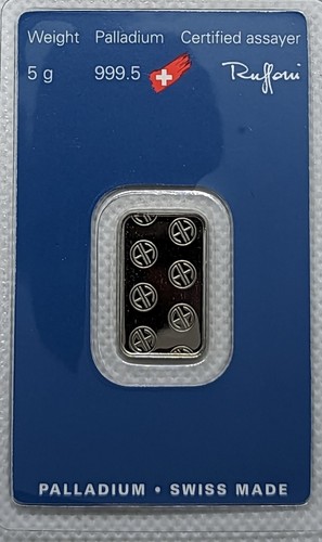 5 gram Palladium Bar - Argor Heraeus - 999.5 Fine - Picture 2 of 2