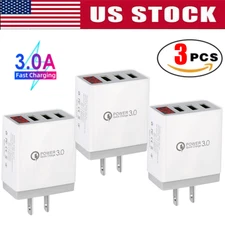 3PCS US Plug QC 3.0 USB Hub Wall Charger Adapter 3 USB Port Fast Quick Charge