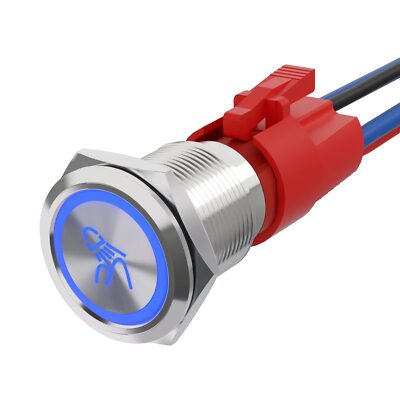 10Amp Latching Push Button Switch Rock Lights 12V 24VDC Pre-Wired 19MM 0.74 S...