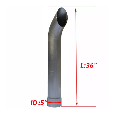 NEW 5 Inch Aluminized Curved chimney Stack Pipe 5'' IDX 36'' Inch Tailpipe