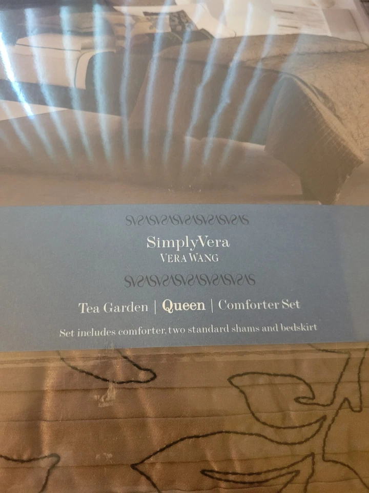 Juego de edredón y almohadas Vera Wang Tea Garden Queen descontinuado/muy raro - Nuevo Foto 2 de 4