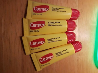Lot of 4 CLASSIC CARMEX SOOTHING MOISTURIZING LIP BALM 0.35oz Each New Unsealed