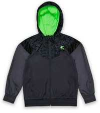AND1 Boys L Lay Up Full Zip Basketball Jacket Lightweight Neon Green Gray Black