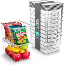 Clear Plastic Storage Bins with Lids - 8 Pack for Kitchen  Pantry Organization