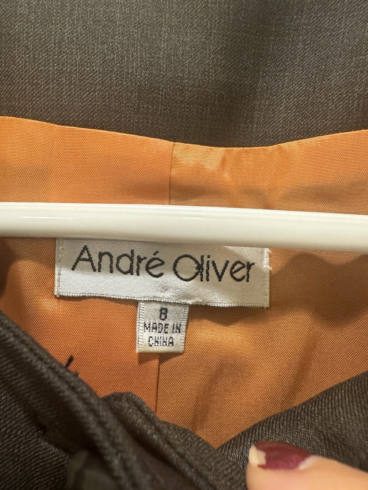 Women’s Jacket Andre Oliver Brown Collarless 3 Bu… - image 3