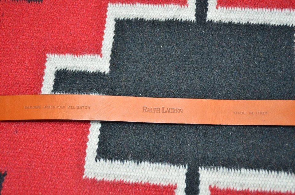 Cinto de jacaré preto Ralph Lauren Collection etiqueta roxa anel duplo P - Imagem 3 de 4