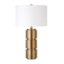 Henn&Hart 15" Brass Metal/Fabric Table Lamp