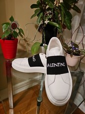 New Valentino Slip-on Sneaker In White And Black Elastic Band