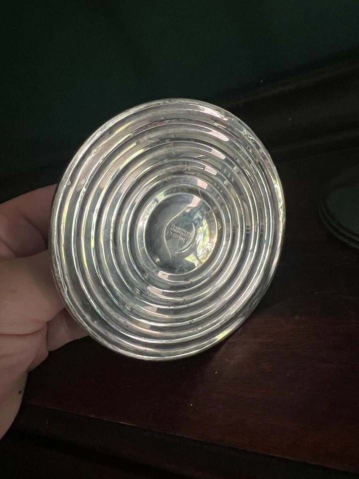 Juego de 3 candelabros cónicos modernos enchapados en plata de mediados de siglo elegantes Foto 2 de 4