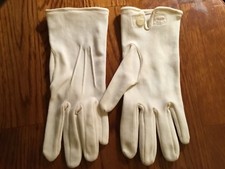 Vintage Stretch Nylon White Gloves British Hong Kong - Size 6