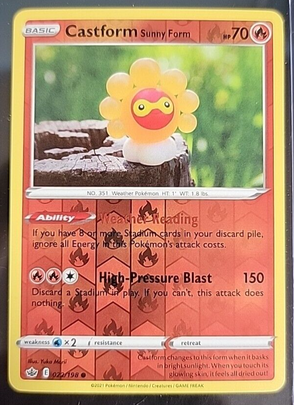 Castform (Sunny Form) 022/198 Reverse Holo Common Chilling Reign