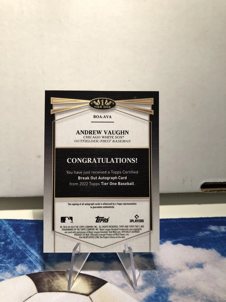 2022 Topps Tier One ANDREW VAUGHN Auto /10 #BOA-AVA White sox - Image 2 of 2