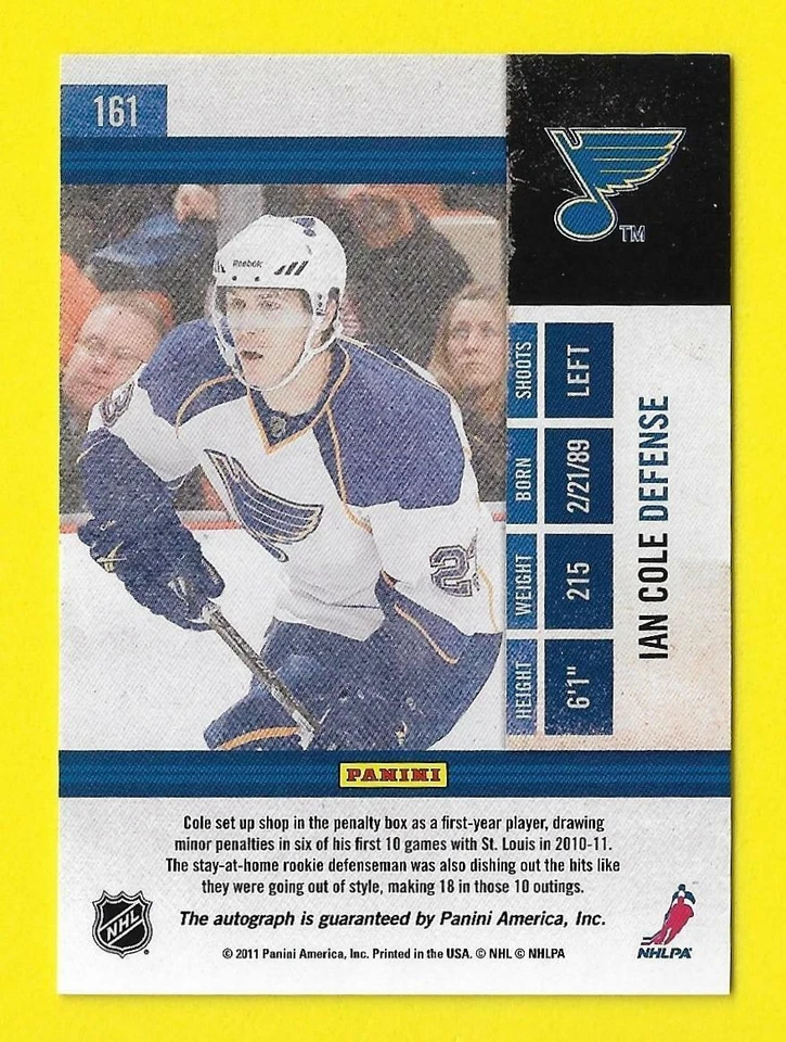 2010-11 Panini Contenders Rookie Ticket Autograph #161 Ian Cole - Image 2 of 3