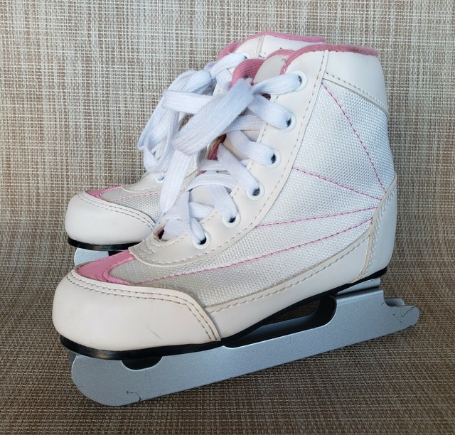 DBX Double Blade White Pink Ice Skates Girls Youth Size 10J eBay