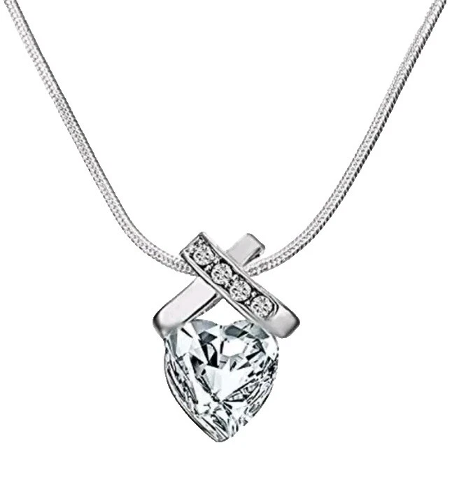 Amor Folheada a Prata Swarovski Fashion Colares e pingentes