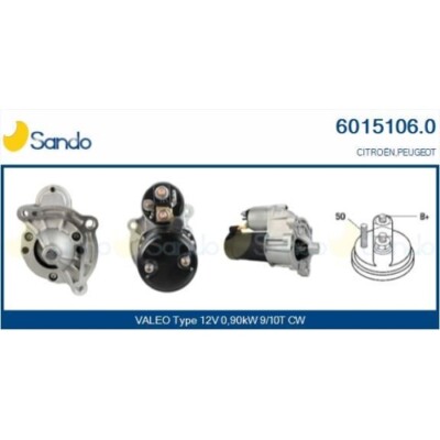 Sando Motorino D'Avviamento 6010494.1 Compatibile BOSCH: 12V 2,30kW 9 Denti – Per ALFA ROMEO, OPEL, LOMBARDINI