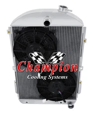 AL Champion 3 Row Radiator,10" Fans-38 Chevrolet Master Car Chevy V8 Conversion