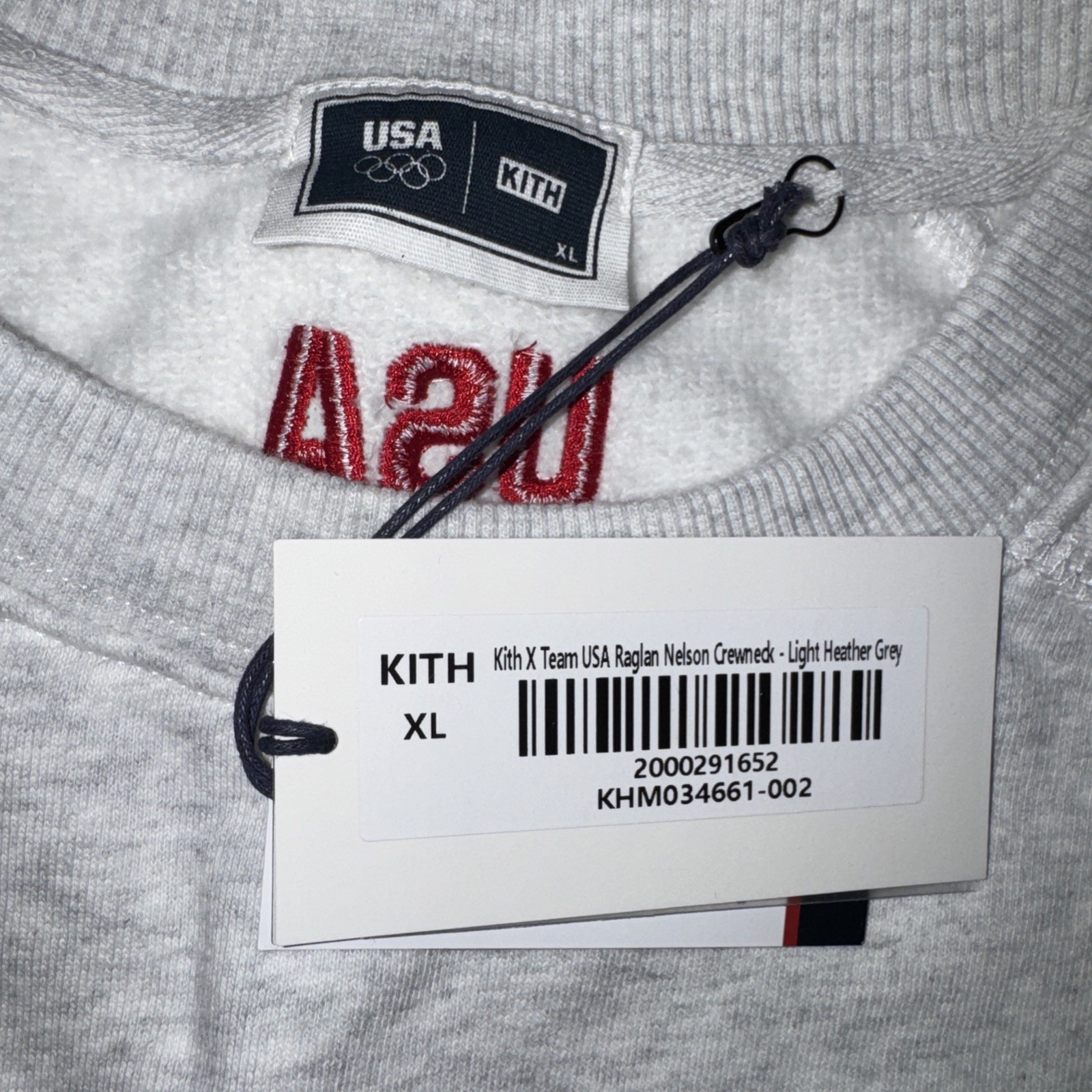 Kith for Team USA Raglan Nelson Crewneck Light Heather Grey Sz XL NWT image 6