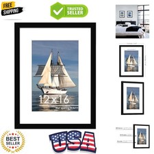 12x16 Picture Frame, Display Pictures 8.5x11 with Mat or 12 x 16 Without Mat ...