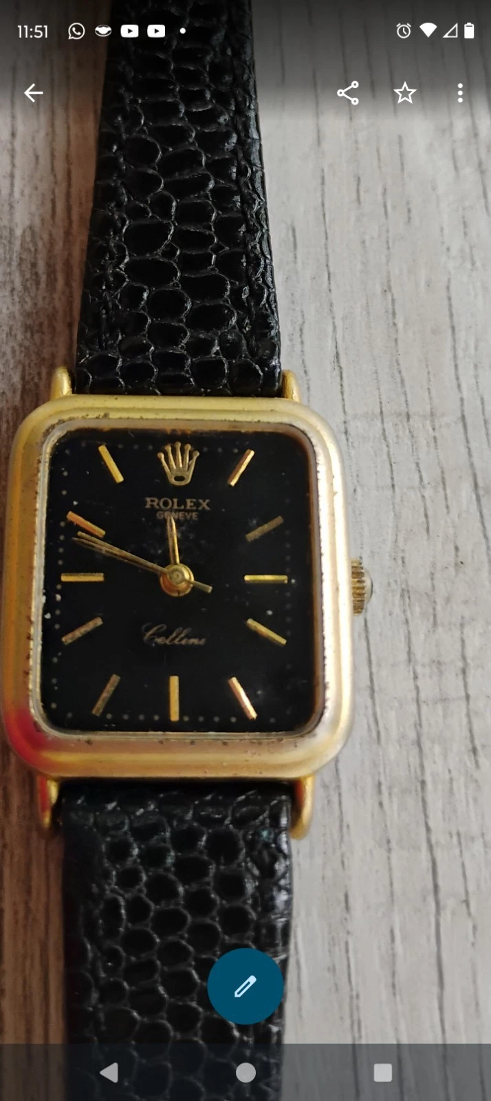 Rolex Cellini 18K Gold Square Black Dial Manual Wind Men's Watch – Vintage Used