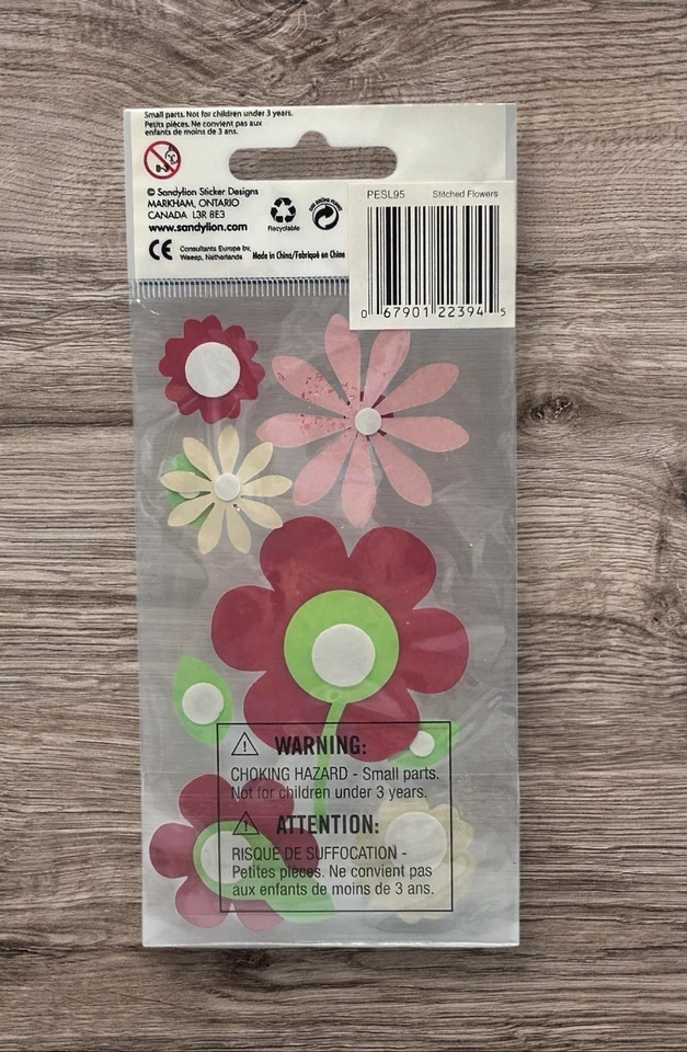 Pegatinas para álbum de recortes dimensionales flores cosidas Sandylion Essentials NUEVO Foto 3 de 3