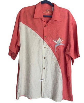 Bamboo Cay Vintage Y2K Resort Bird Of Paradise Embroidered Shirt Modal Blend XL