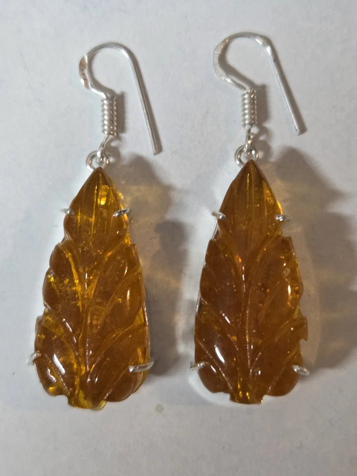 Neu 925 Sterling Silber Bernstein Hängeohringe Länge 4,5 cm - Bild 2 von 4
