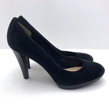 Via Spiga Black Suede Leather Platform Heels Pumps Womens 7.5 Classic
