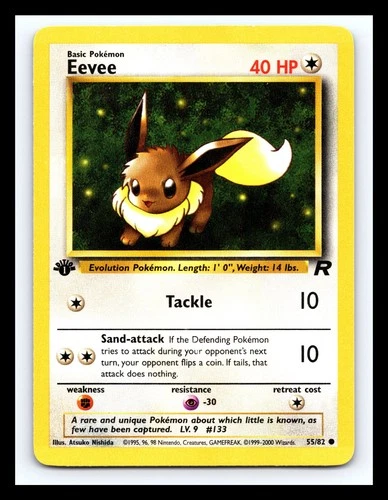 ✨ EEVEE 1ST EDITION Non Holo # 55/82 | TEAM ROCKET SET | Pokemon 2000 Vintage