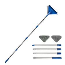 Wall Cleaner Mop with 63" Long Handle, 2 in 1 Window Squeegee and Wall Cleane...