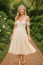 NWT Lulu's Midi Dress XS Tiered Floral Lace Wedding Romantic Whimsical Cream