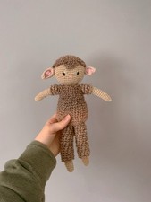 Handmade Brown Wool Sweet Lamb Stuffed Animal Plush Toy Amigurumi Crochet