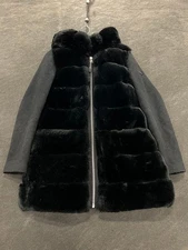 DEREK LAM IO CROSBY Full Zip Faux Fur Jacket Women's Size S Black