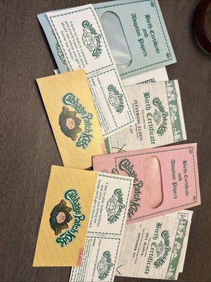 Vintage Cabbage Patch Kids Two Birth Certificates And Adoption Papers