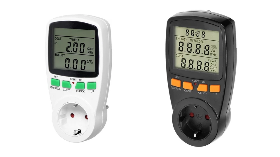 TRANO Leistungsmesser Wattmeter Stromzähler 3680W Steckdose Energiemonitor LCD Display