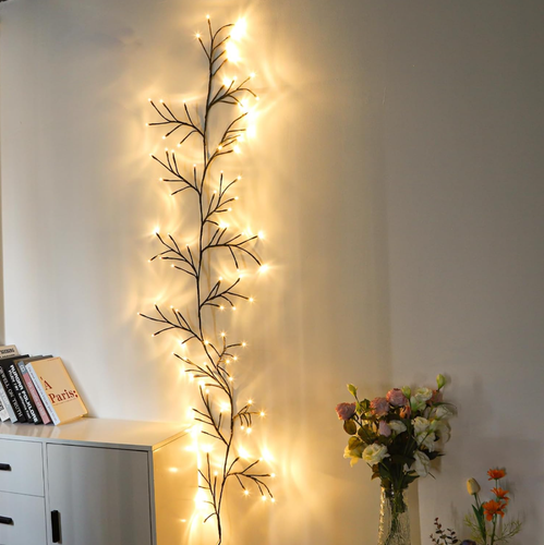96 LED Willow Vine Lights 6FT Enchanted Wall Decoration Indoor 8Modes Warm White