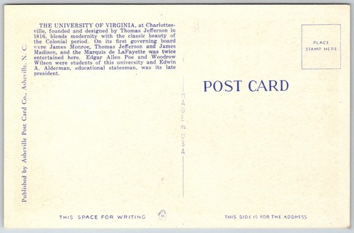 Postal de Charlottesville Virginia años 30 Wistaria Bloom Universidad de Virginia - Imagen 2 de 2