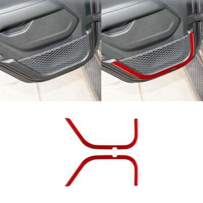 Red Carbon Fiber Inner Rear Door Cover Strips For Jeep Wrangler JL Gladiator JT