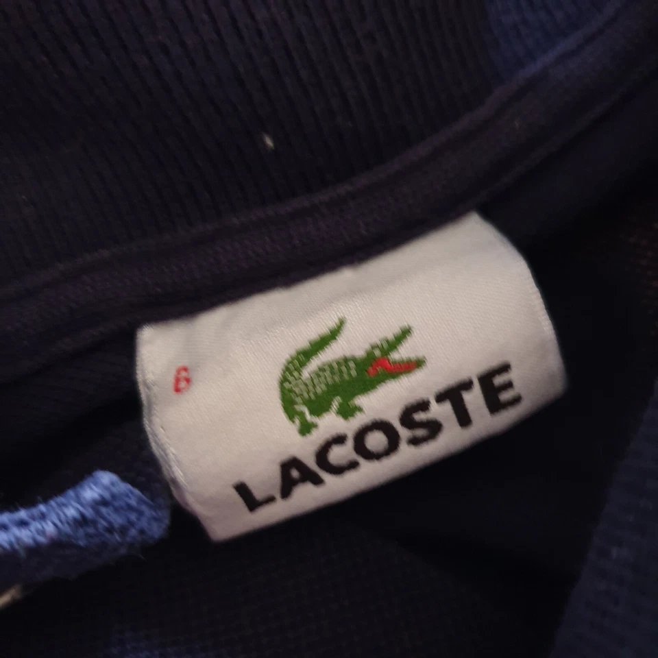 Lacoste Mens Size 6 casual short sleeve polo shirt Color navy blue 100% cotton - Imagen 4 de 4