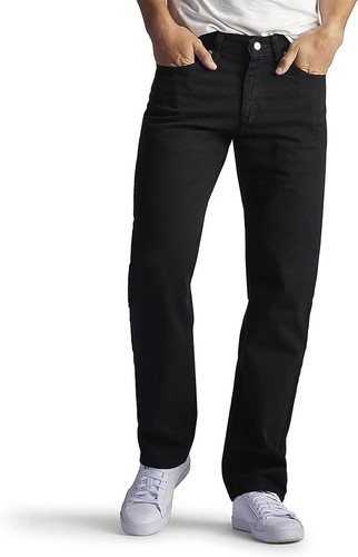 Lee Herren Doppel Schwarz 34X30 Regular Fit Gerades Bein Jeans 100% Baumwolle