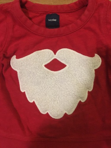 Baby Gap Red Sweater Christmas Santa Claus Moustache Cotton Size 12-18 Months
