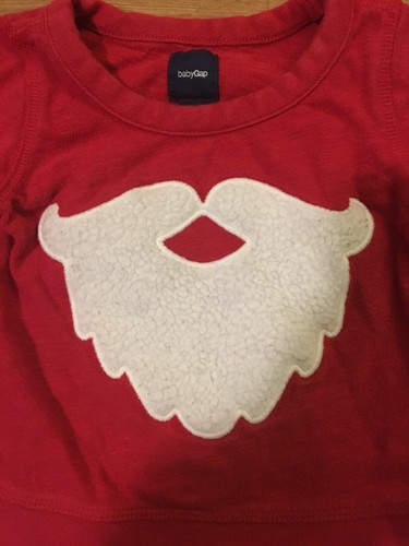 Baby Gap Red Sweater Christmas Santa Claus Moustache Cotton Size 12-18 Months - Picture 1 of 7