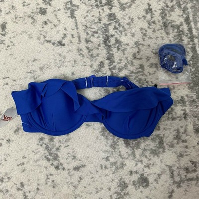 blue ruffle bathing suit