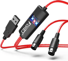MIDI to USB Interface MIDI Cable Adapter with Input&Output Connecting with Ke...