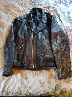 Men's Vintage 1980s Black Leather Motorcycle Biker Jacket Men's Vintage 1980s Black Leather Motorcycle Biker Jacket