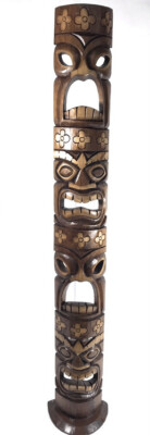 Quadruple Tiki Mask on stand 60''Love, Prosperity, Health & Luck | #bag15046150