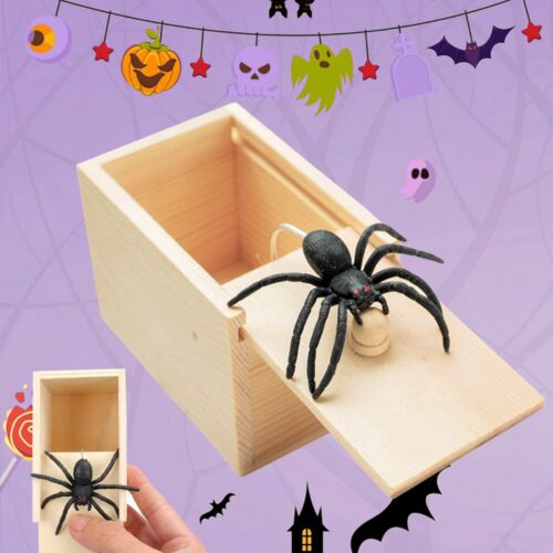 Scatola Spaventapasseri Ragno Scherzo in Legno Nascosta in Astuccio Trucchi Gioco Scherzo Spaventapasseri Gag Giocattolo🎃 - Foto 8 di 8